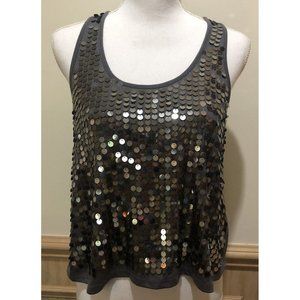 Almost Famous Sleeveless Sequin Top ~ Size Small  ~ Gray